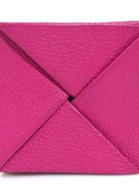 Auth HERMES Zulu Coin Purse Case Magenta Leather - e61848a